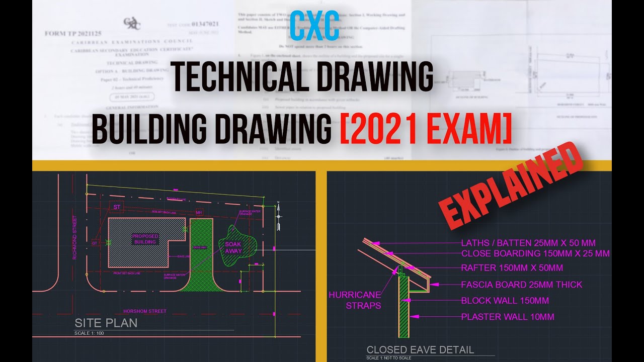 AutoCAD: CXC Technical Drawing Past Paper Building Drawing [2021]