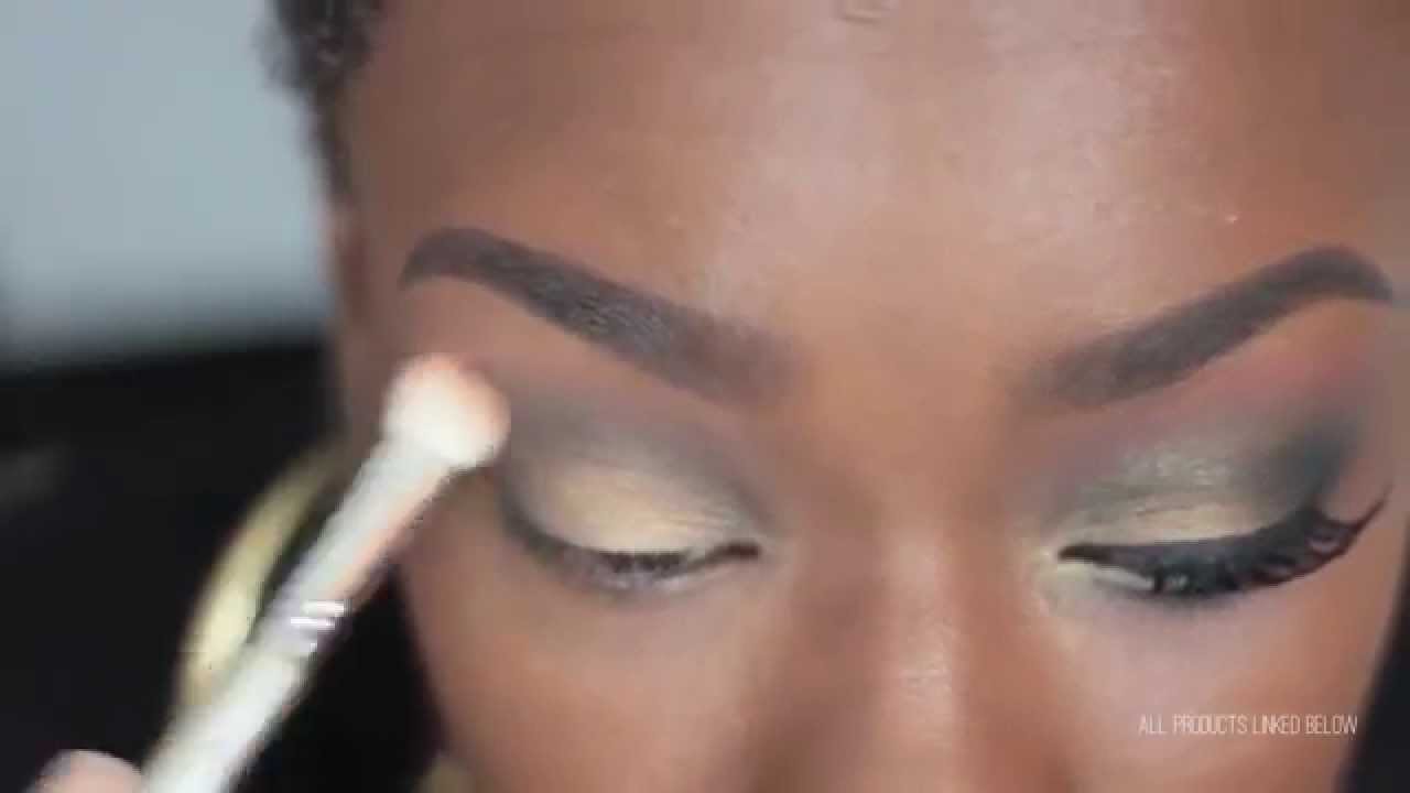 Gold with a POP of Green Smoky Eyes
