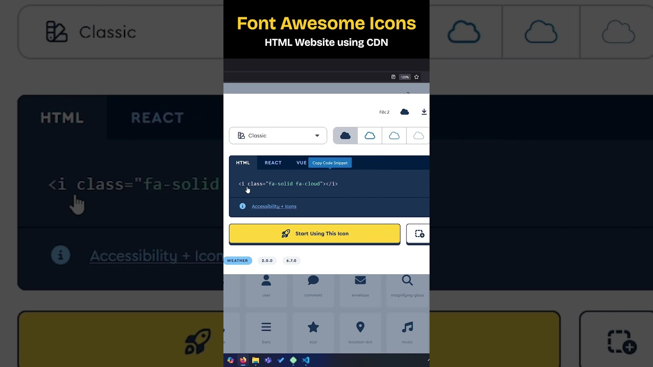 Use Font Awesome Icon on HTML Website using CDN