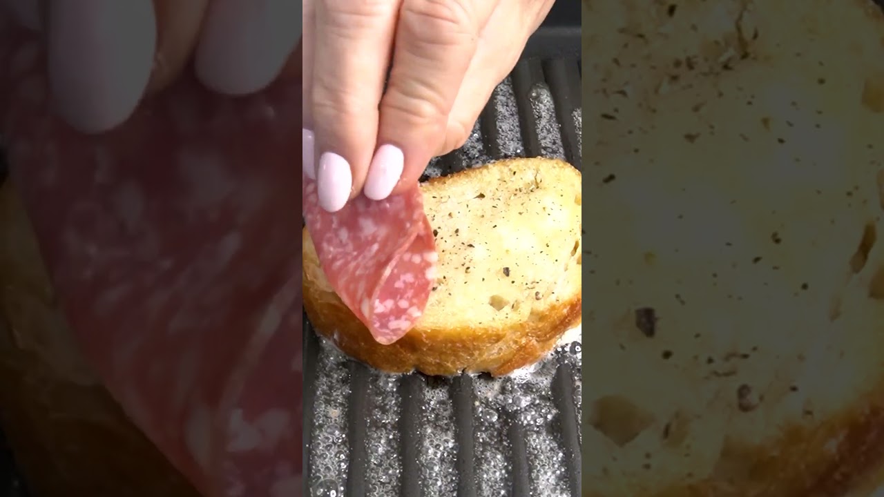 How to Make a Grilled Cheese Sandwich with Salami | Italian @eatcolor #shorts  #food