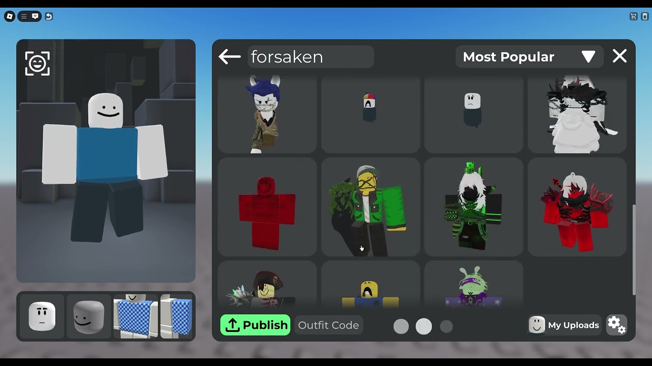 Checking out forsaken avatars in Catalog Avatar Creator
