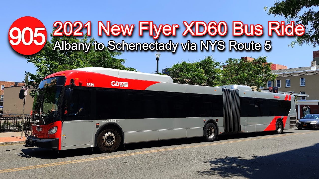 CDTA 905 Bus Plus Ride: 2021 New Flyer XD60 5519 from Albany to Schenectady via NYS Route 5