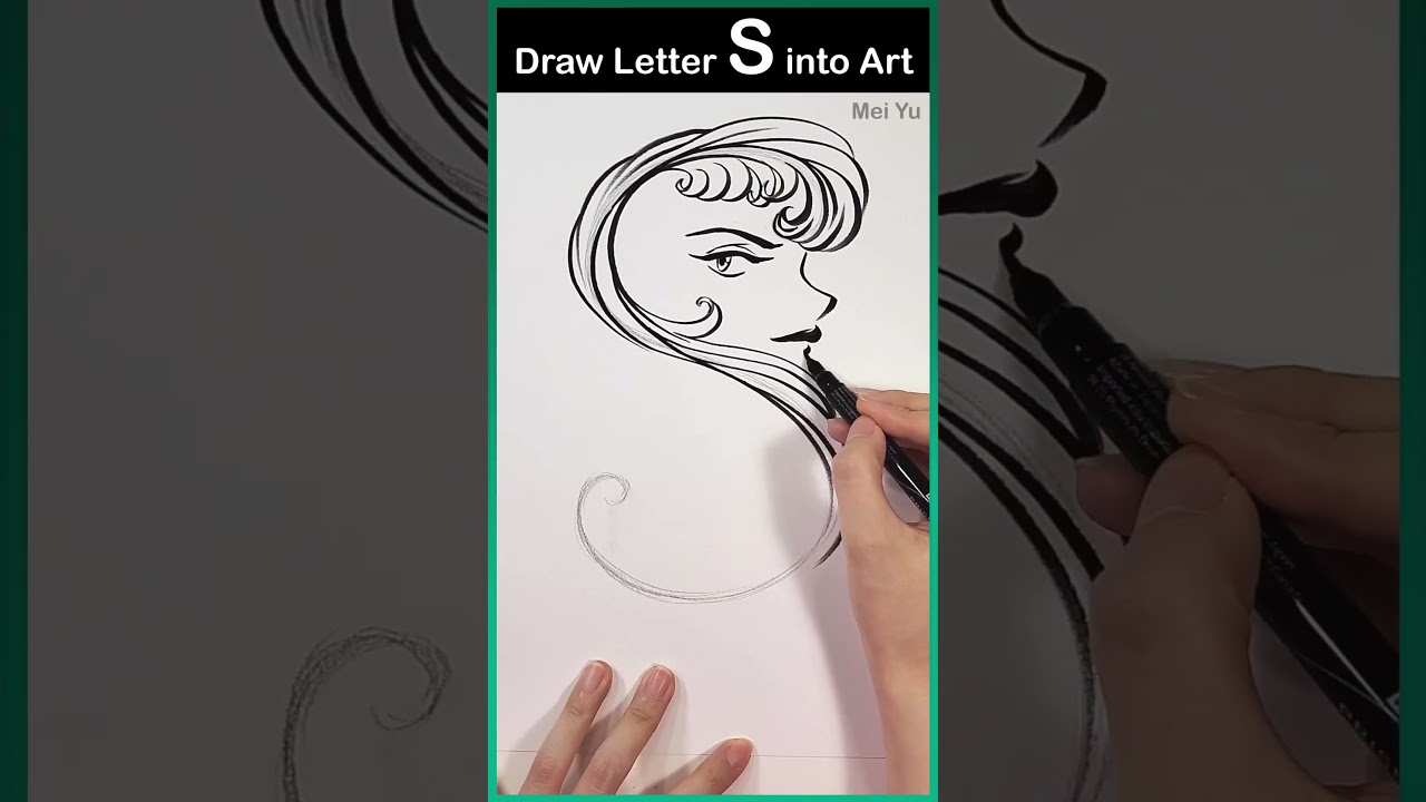 Draw Letter S into Two Girls Art Challenge 
