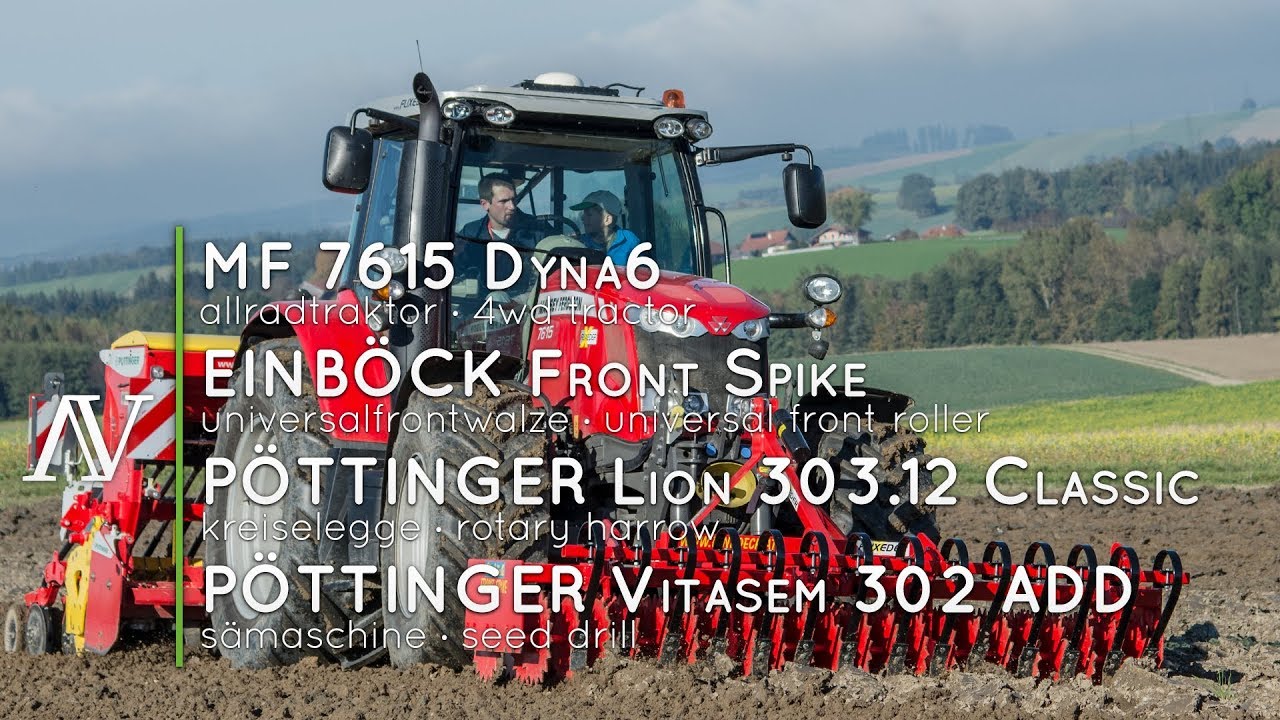 Massey Ferguson 7615 Dyna6 + Einböck FrontSpike + Pöttinger Lion & Vitasem - Aussaat · sowing
