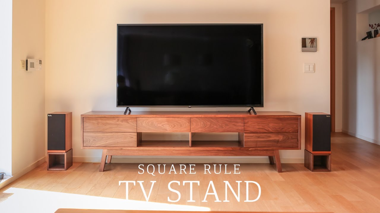 SQUARERULE FURNITURE - Making a Walnut Tv Stand  With Drawers  - Dovetail Joint