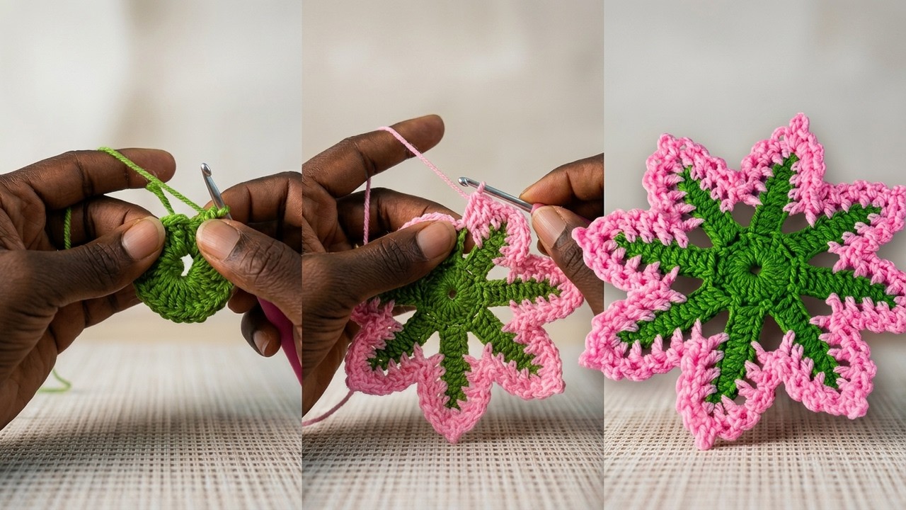 🧶🌸Crochet Flower Motif Coaster | Simple & Elegant Design