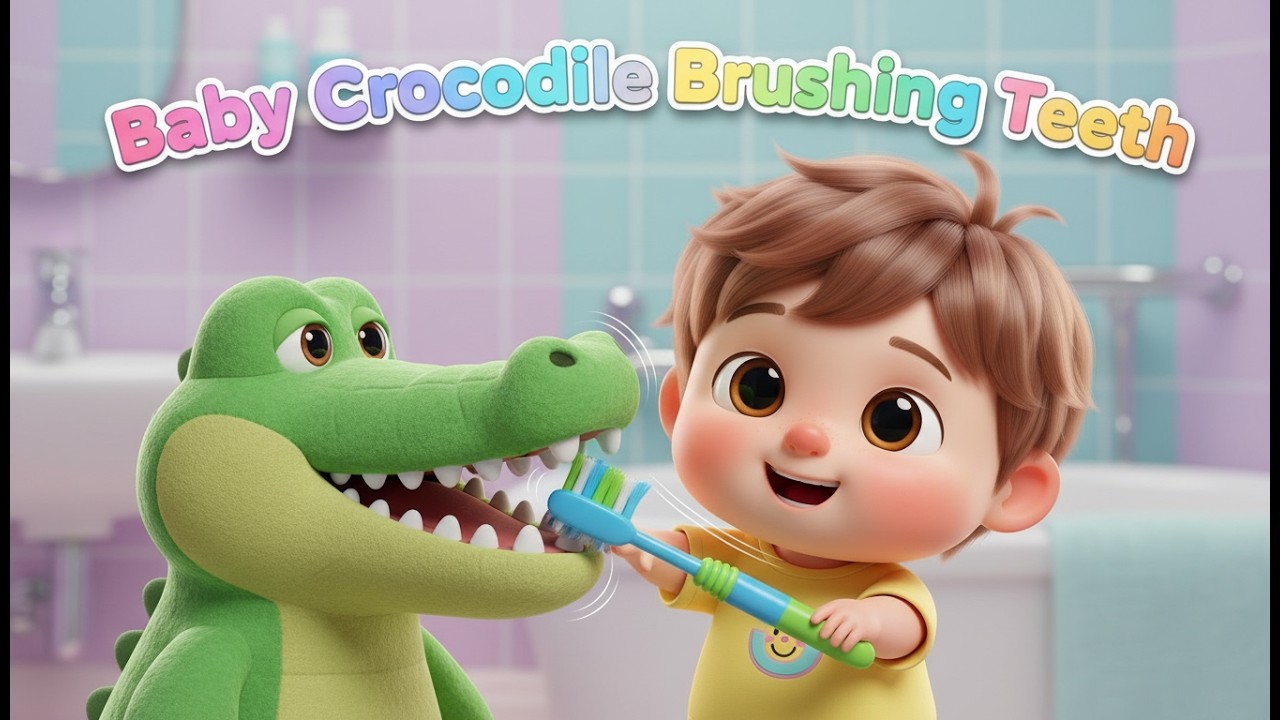 Baby Crocodile Brushing Teeth – Nursery Rhyme, Healthy Habits Fun, and Toddler Routine Play