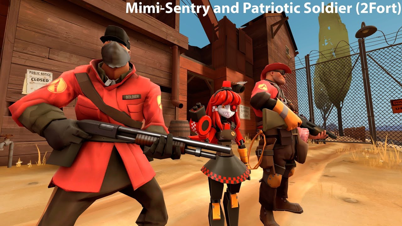 [SFM\TF2\ai] Mimi sentry and Patriotic Soldier (2Fort)