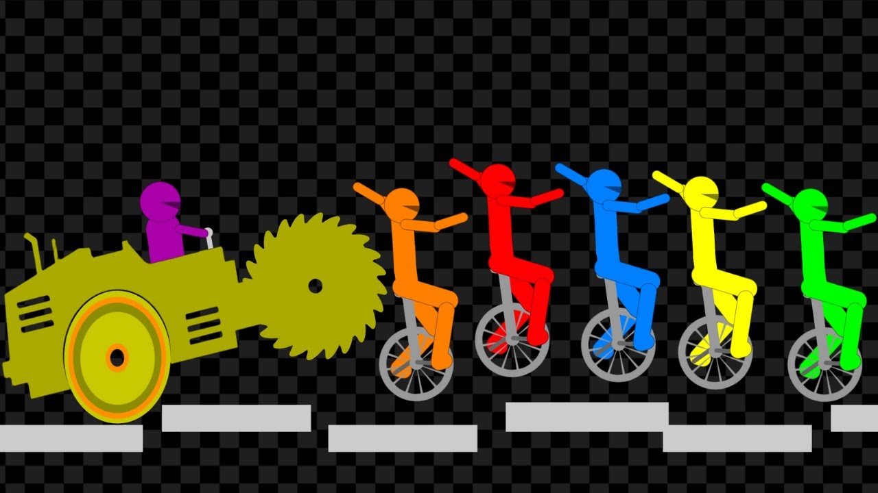 Survival Stickman Unicycle Race - Escape From Road Roller