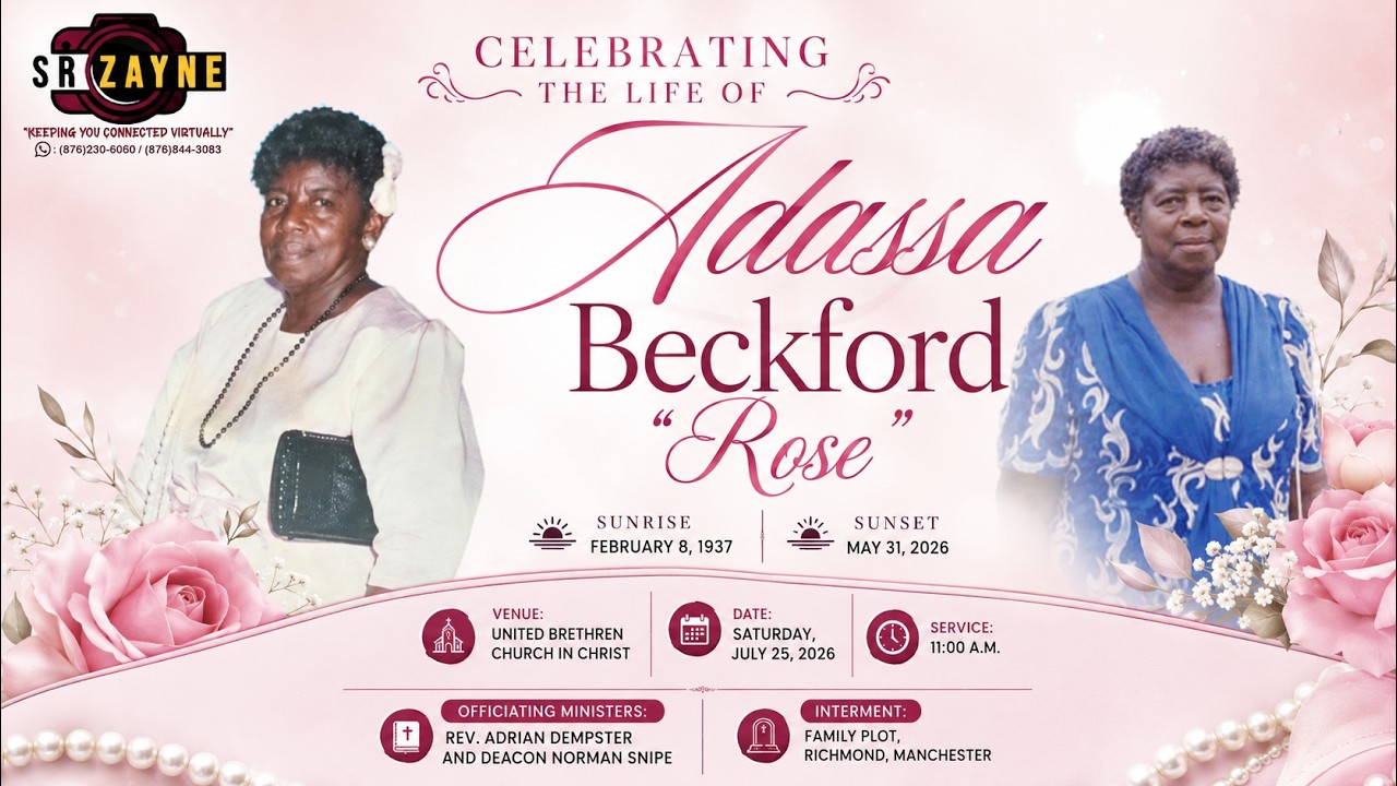 Funeral Service For Adassa Rose Beckford, Sat, July 25, 2026. #funeral #trending #jamaica #viral