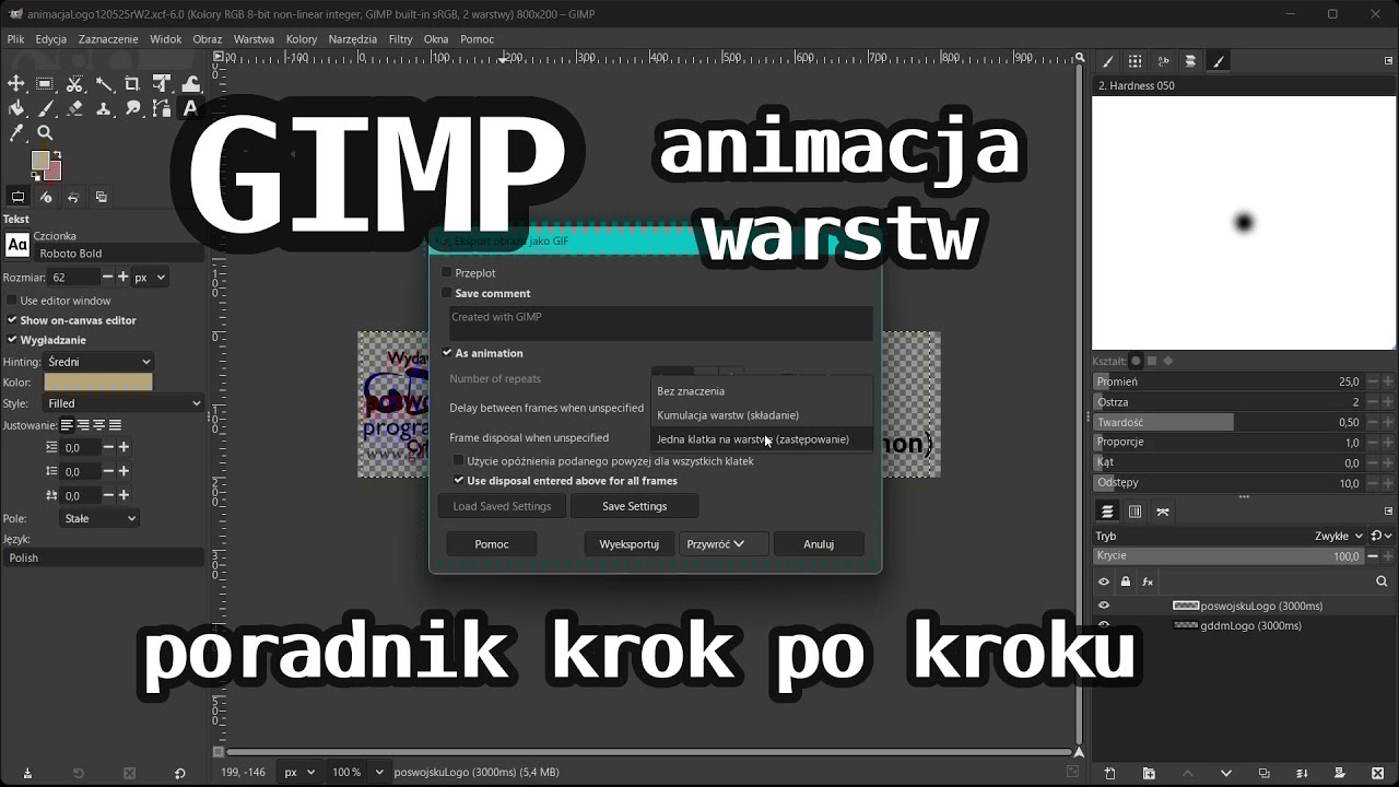 GIMP Inf.03 egzamin🧾🎓 animacja gif jak zrobić warstwy  zadanie poradnik grafik technik informatyk 