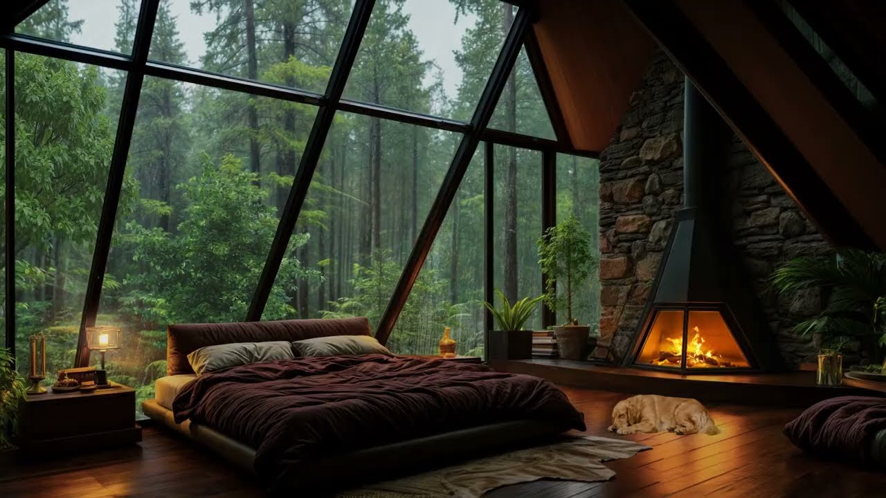 😌 Close Your Eyes, You’re Safe Here | Gentle Rain in a Cozy Forest Cabin for Deep Sleep, No Ads