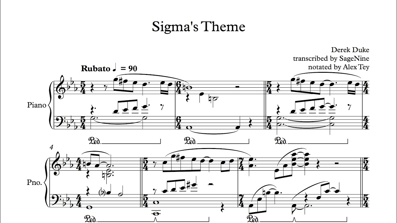 Derek Duke &mdash; Sigma's Theme (Overwatch), transcr. SageNine (notated by Alex Tey)