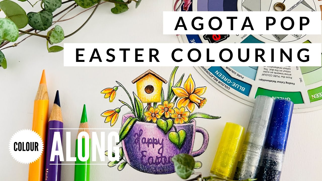 Colour Along | Agota Pop Easter Printable | Polychromos and Glitter Markers