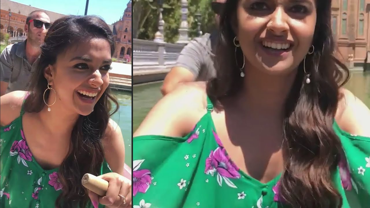 LATEST VIDEO: Actress Keerthy Suresh Funny Gesture To Enter 2021 | Spain | Daily Culture