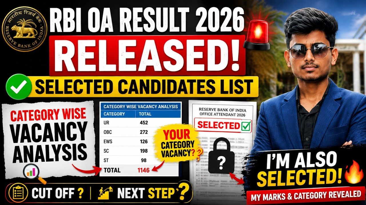RBI OA Result 2026 Released | Selected Candidates List | Category Wise Vacancy Analysis