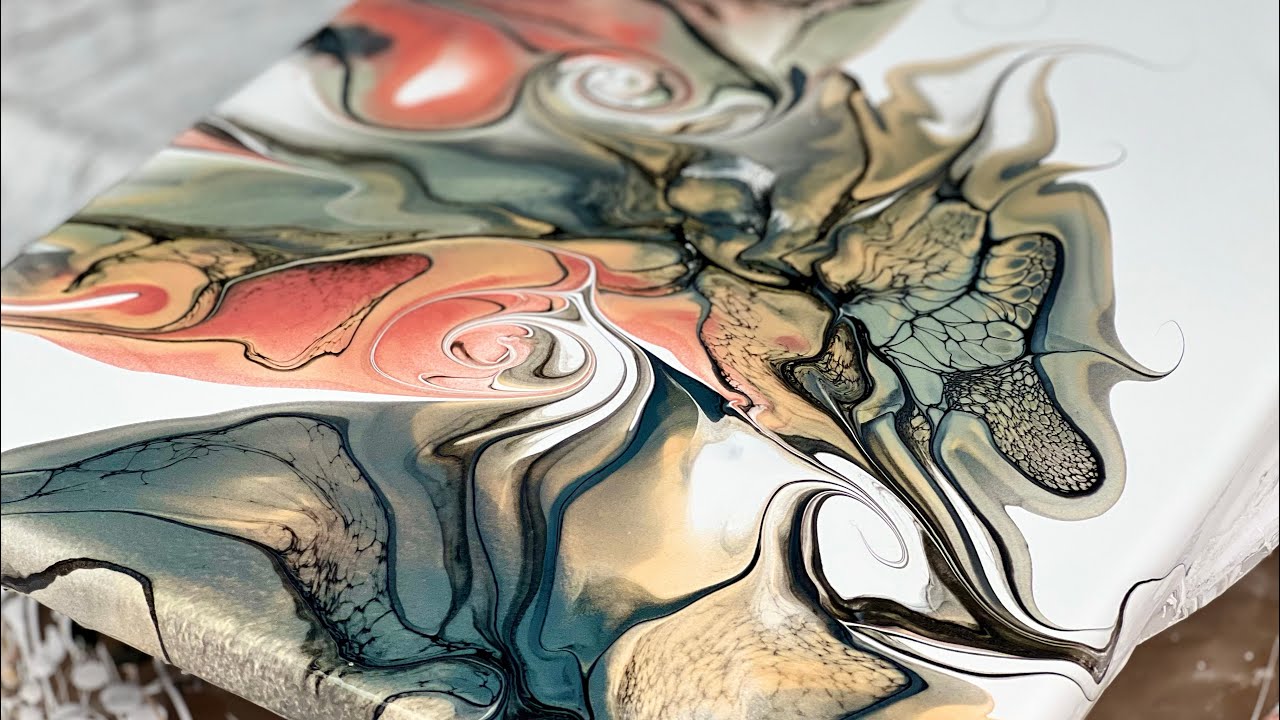 MODIFIED BLOOM USING DRY PIGMENTS ~ EARTHY METALLIC PAINT POUR