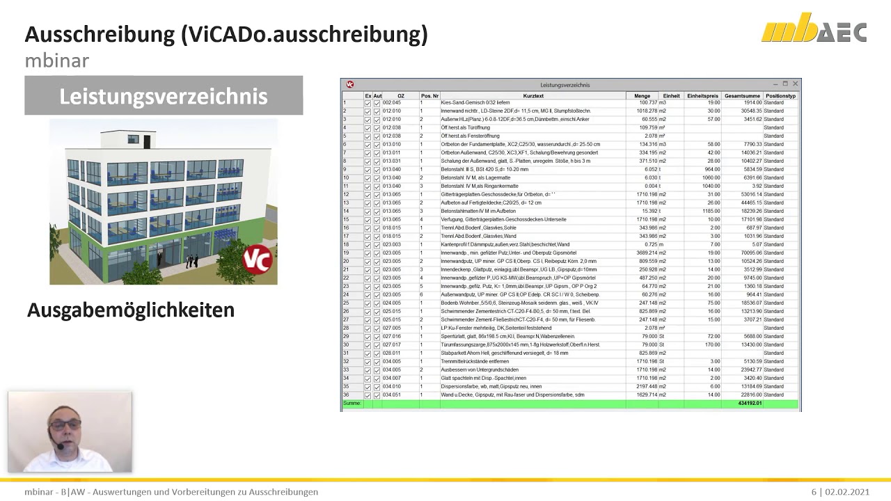 mbinar - B|AW - ViCADo.arc/.ing Auswertungen und Vorbereitungen zu Ausschreibungen