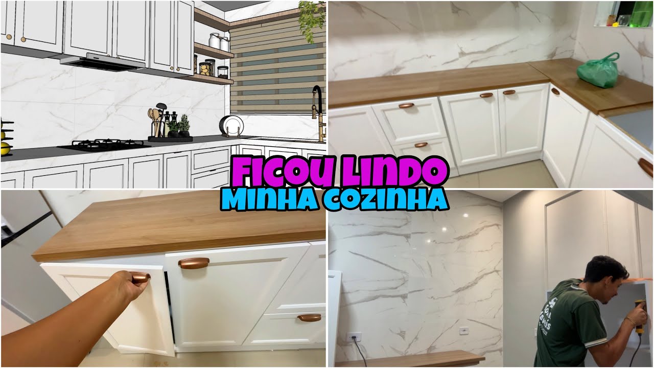 Armários Unna Poliman Estilo Americano montados e instalados ✅| Projeto Cozinha 😍 Lindo e Chique