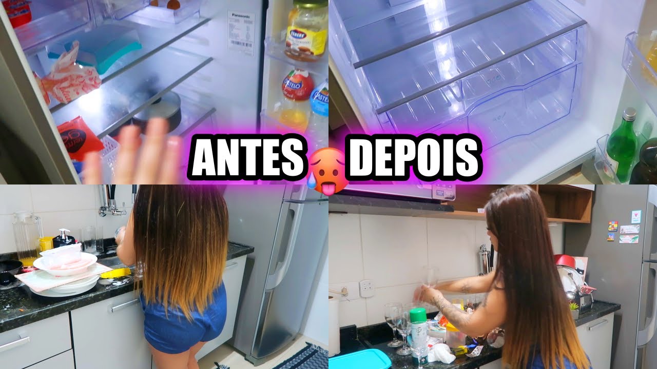 FAXINA PESADA NA COZINHA!! limpei a geladeira + organizei os armários!!!