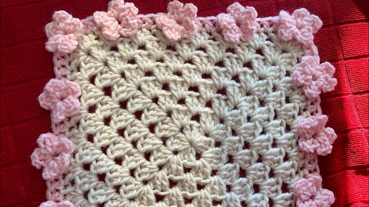 Margine crosetata cu flori 🌺 pentru paturici de copii. #tutorial #crosetat 