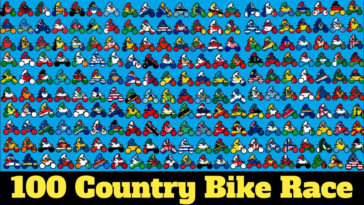 100 Countries & 99 Country Elimination Motocross Dirt Bike Racing Tournament in Algodoo 