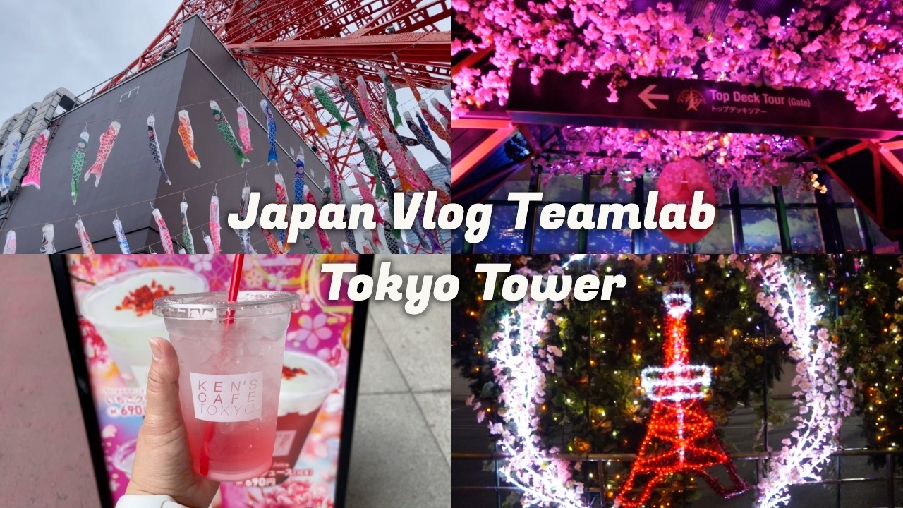 JAPAN VLOG - TeamLab, Azubudai Hills, Tokyo Tower🗼Sakura Light Show 🌸
