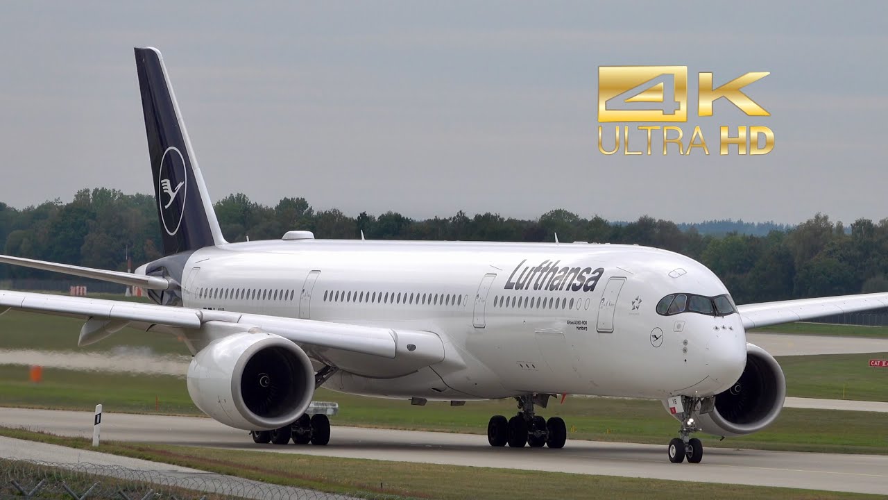 (4K) Airbus A350-941 from Lufthansa D-AIVB departure Munich Airport MUC EDDM