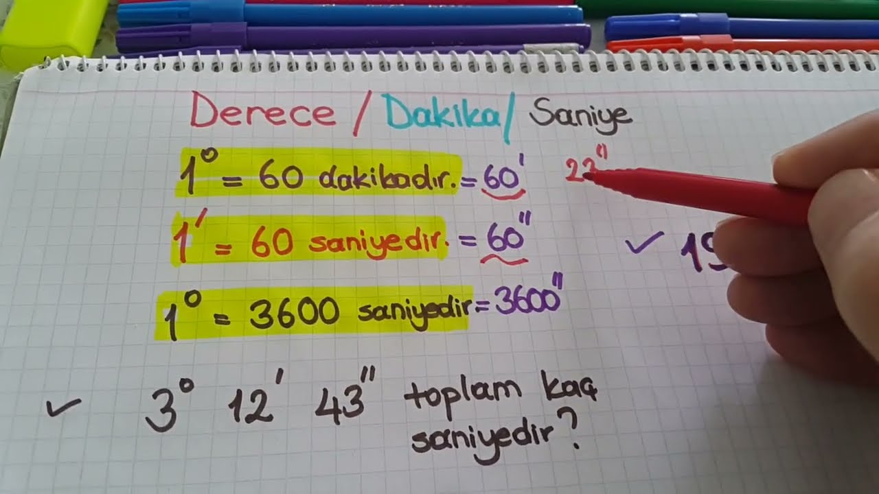 Trigonometri / Derece dakika saniye çevirmesi / 1 derece kaç dakika / 1 derece kaç saniye