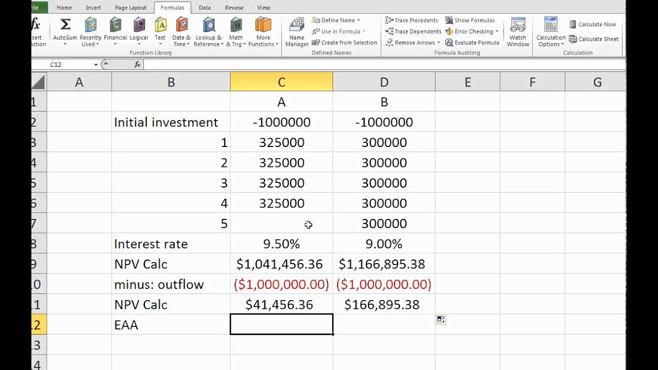 NPV with unequal lives using EAA