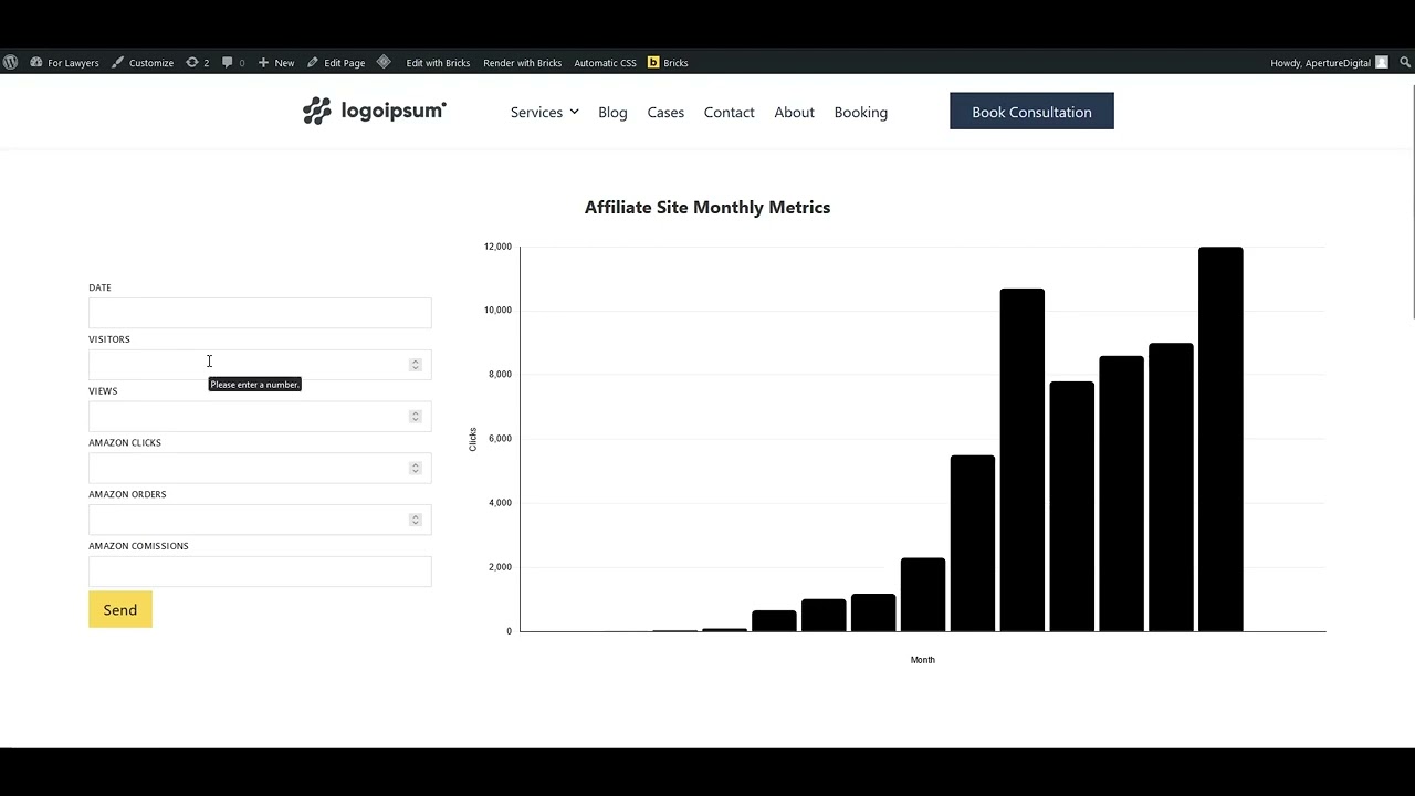 Bricks Forge Pro Forms and Bricks Extras Dynamic Chart Demo