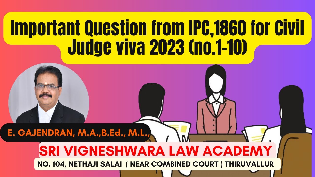 Important Question from IPC,1860 for Civil Judge viva 2023 (no.1-10) | IPC | IN TAMIL