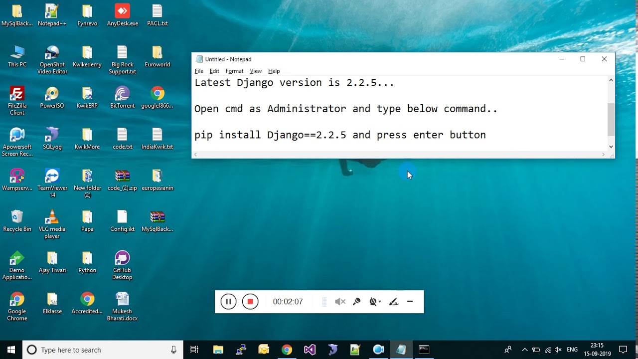 how to install django framework in python