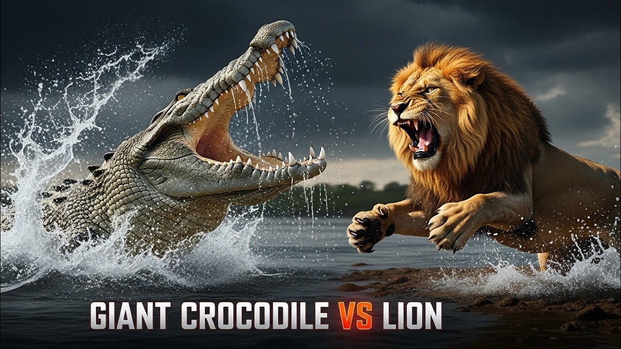 GIANT CROCODILE VS LION | The Deadliest River Battle. I AI Short Film |