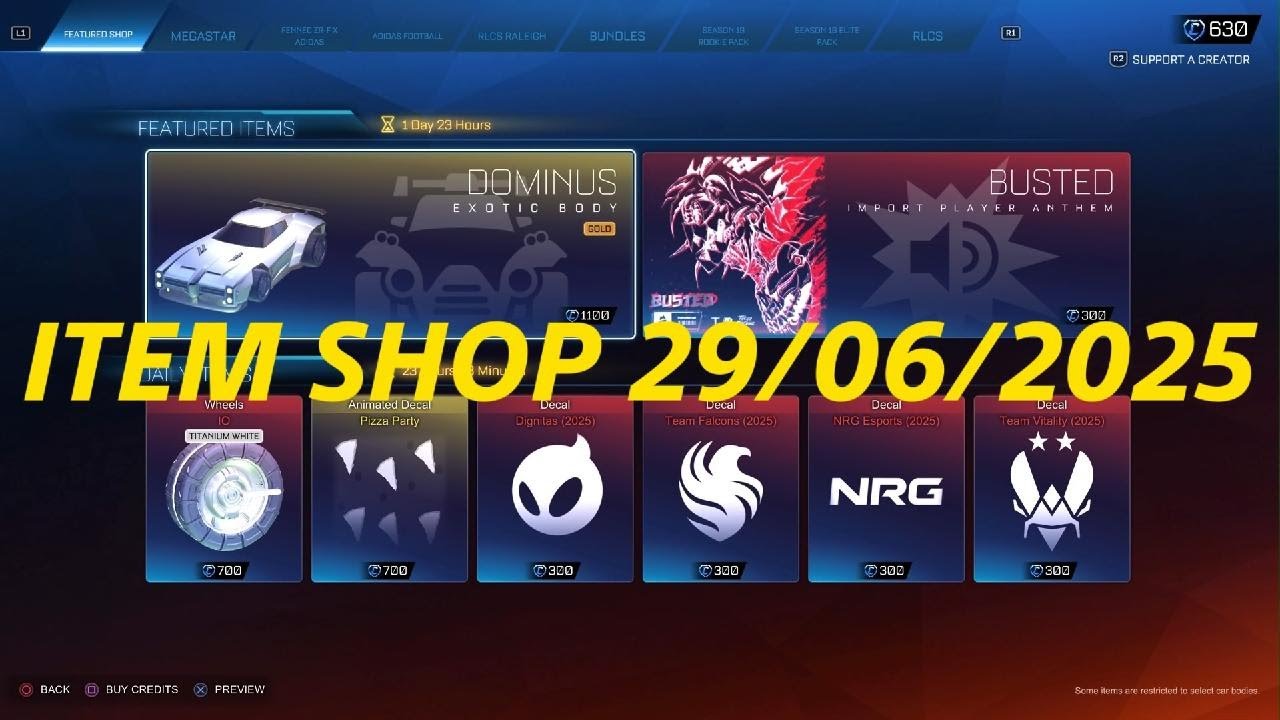 Rocket League item shop today - ITEM SHOP 29/06/2025