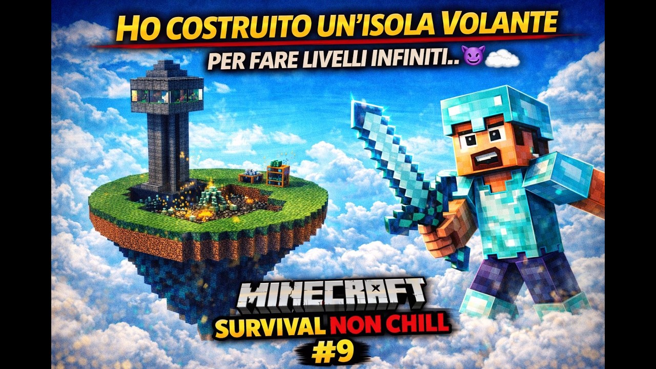 HO COSTRUITO UN’ISOLA VOLANTE PER FARE LIVELLI INFINITI… | Minecraft Survival NON Chill #9