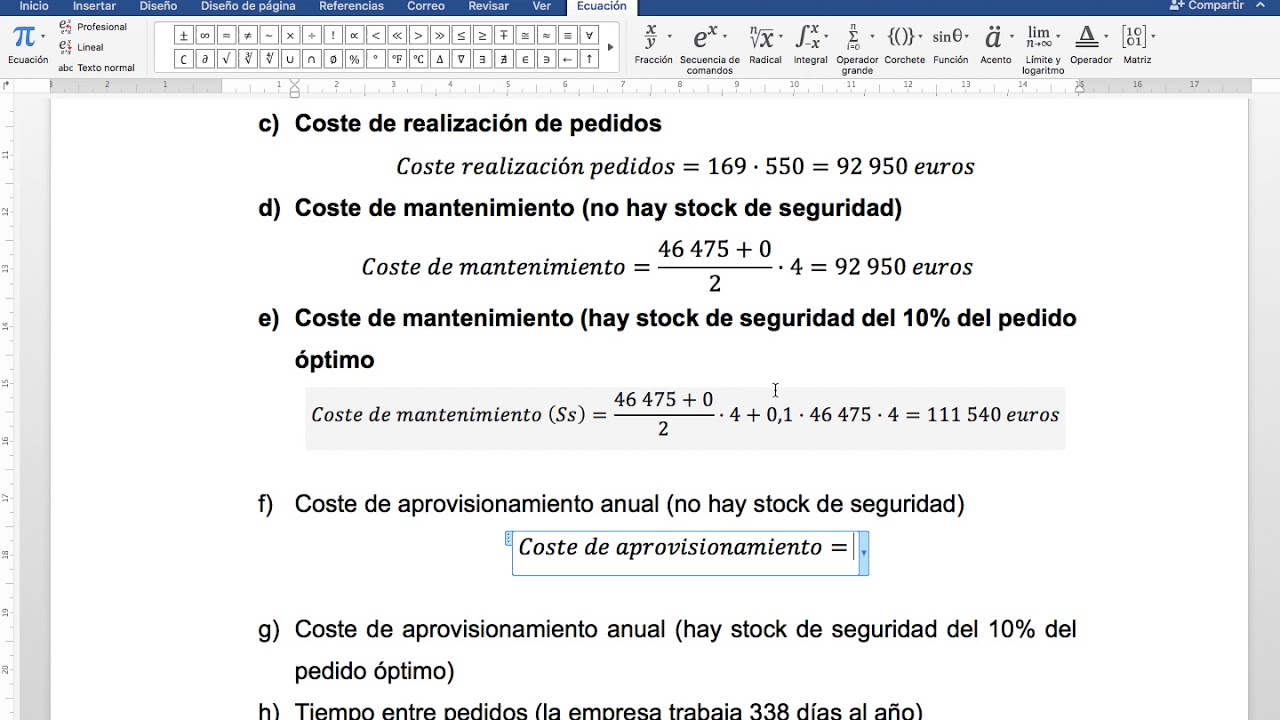 Economía de la empresa. EVAU. Resolución Wilson completo.