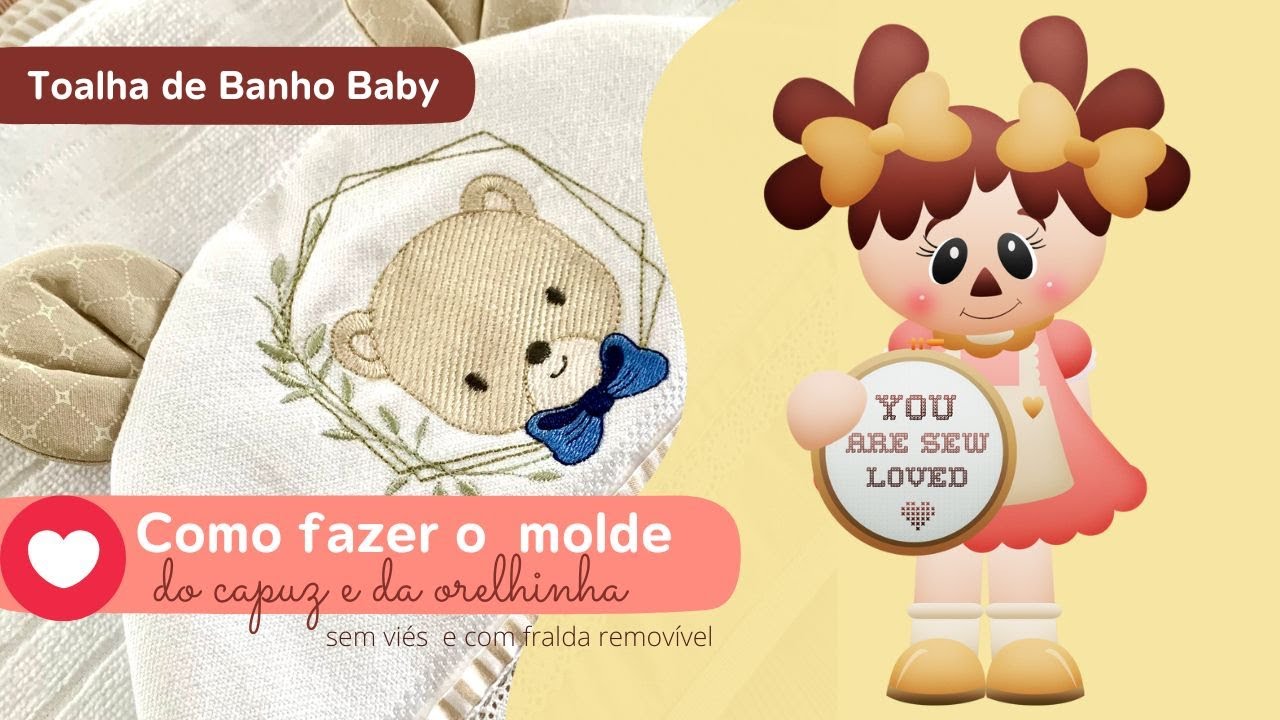 Como fazer molde do capuz e  orelhinha da Toalha de Banho