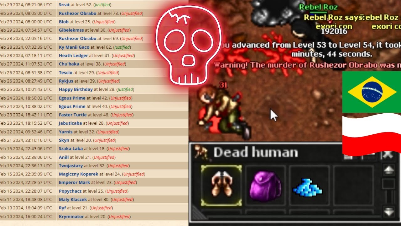 Tibia Red Skull Rampage & Epic Loot!