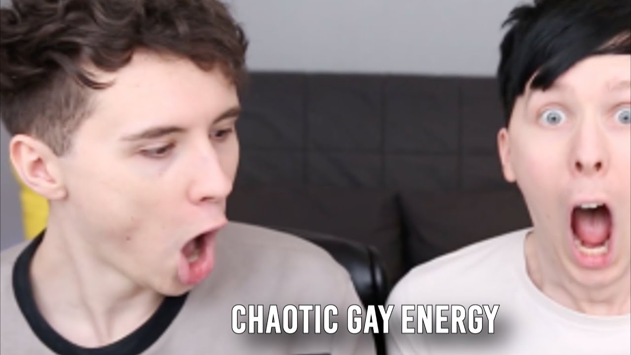 Daniel Howell having chaotic energy for 8 minutes gay