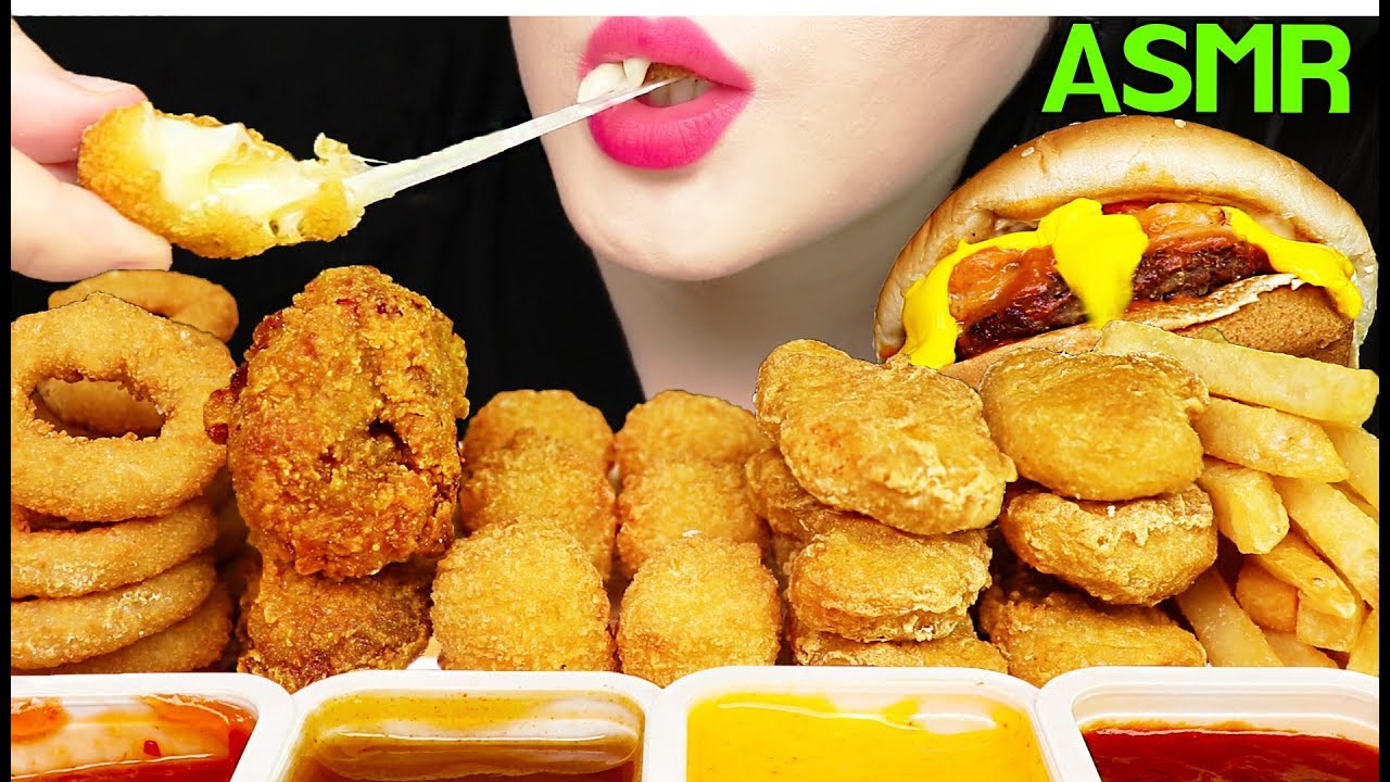 ASMR BURGER KING WHOPPER, CHICKEN NUGGETS, ONION RING, CHEESE BALLS 버거킹 햄버거, 치즈볼, 치킨너겟 먹방
