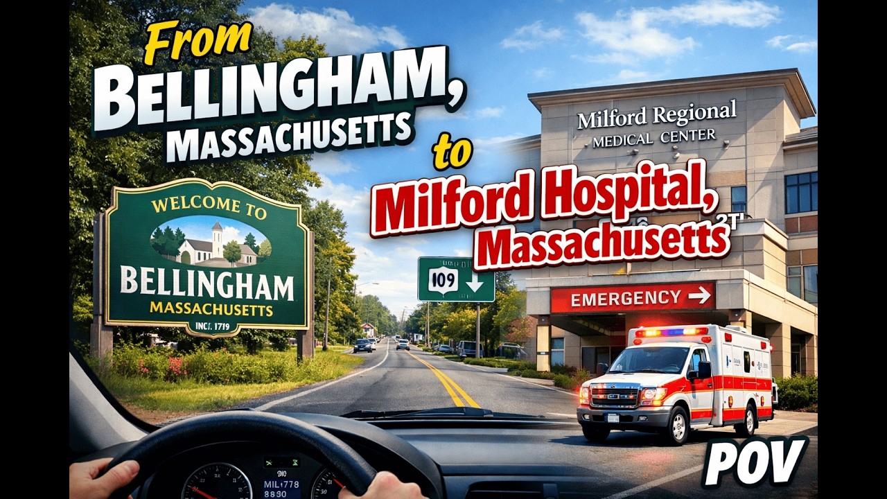 FROM BELLINGHAM TO MILFORD HOSPITAL - MA CAR 4K POV