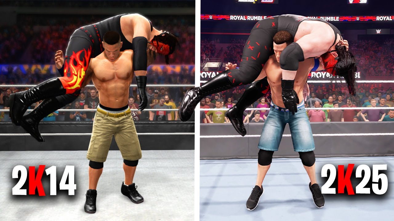 WWE 2K25 против WWE 2K14 — сравнение финишеров (какой вам нравится?)