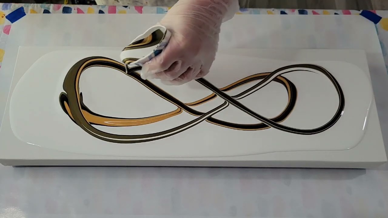 (420) ACRYLIC POURING - RIBBON Pour - Fluid Art Collaboration - Elegant Neutral Metallics