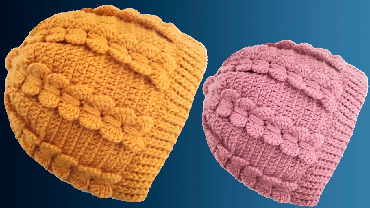 Gorro fácil tejido paso a paso Punto mariposa en Crochet