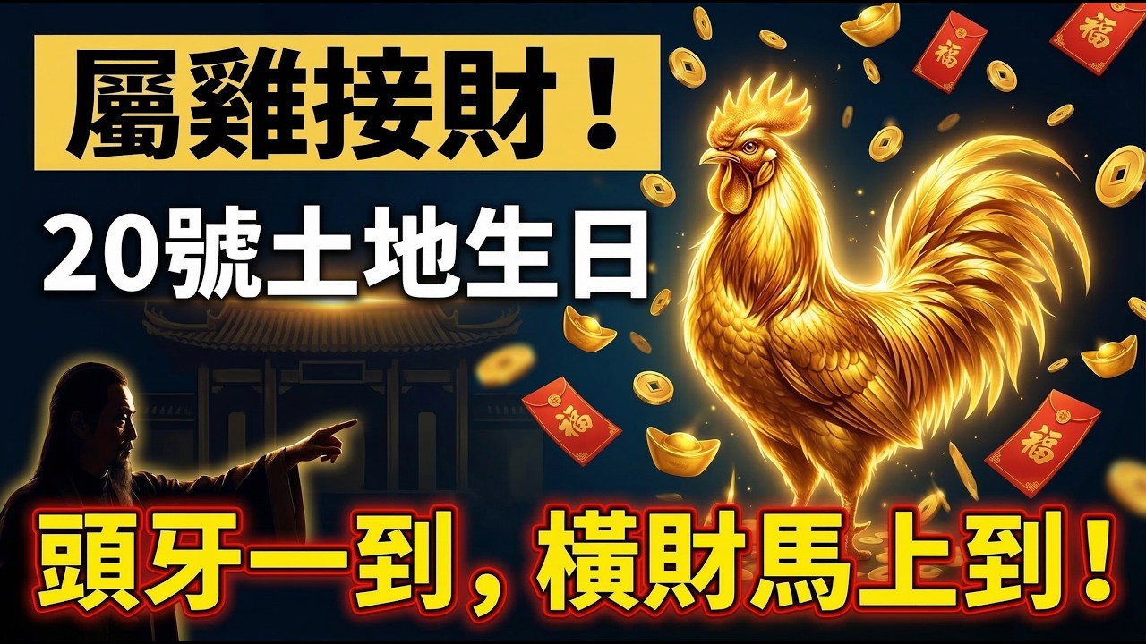 【屬雞必看！】3月20號「頭牙」，土地公生日，這天一到，你的偏財大旺，一筆意外之財就要來了！請一定准備好接財！#生肖雞2026運勢 #財運 #土地公生日 #頭牙 #偏財 #2026屬雞運勢 #屬雞財運
