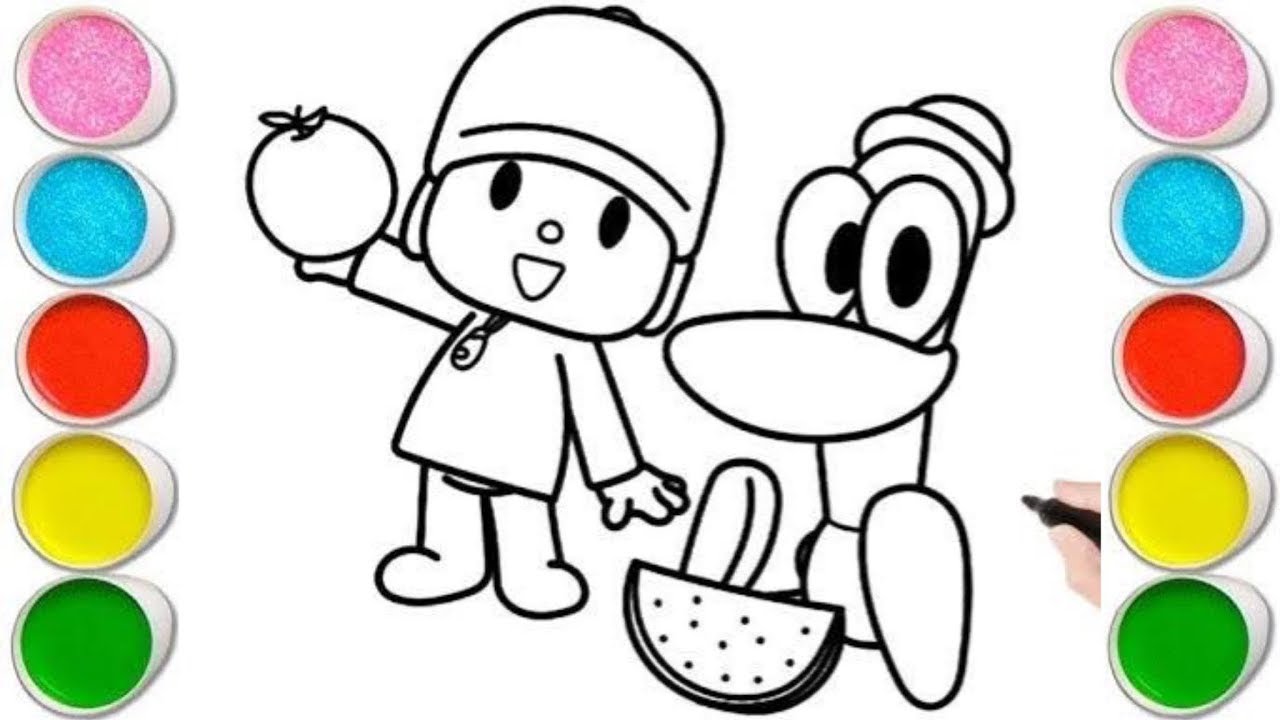 Cute Pocoyo and Elly Drawing, Painting and Coloring for Toddlers -Child Art 