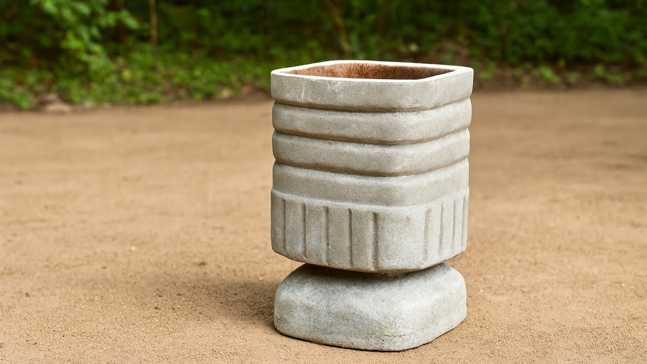 How To Make Cement Pot Uses Of Old Waste Plastic Container || Simple Way To Make craft
