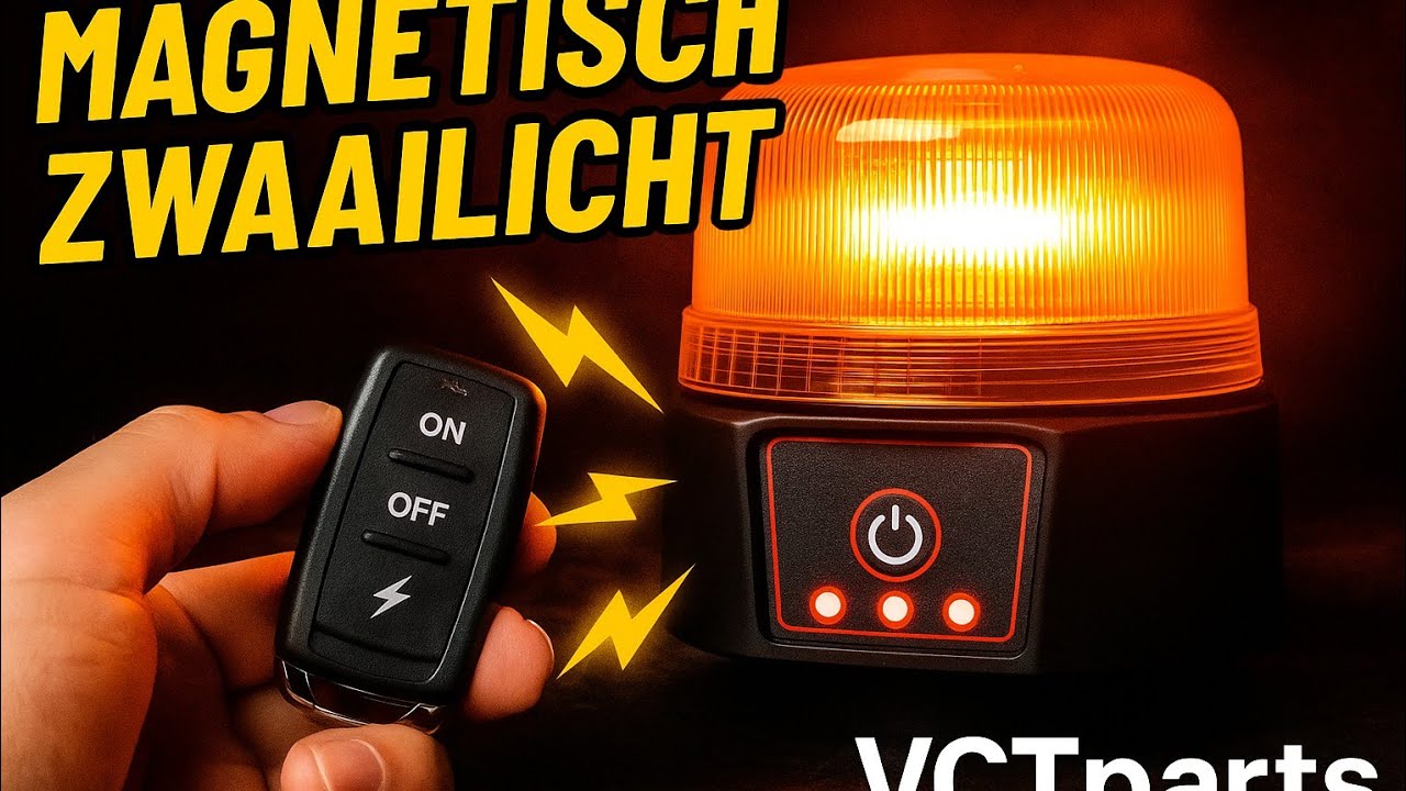 AMiO Oranje Zwaailicht met Afstandsbediening &ndash; Compact, Magnetisch en Krachtig!