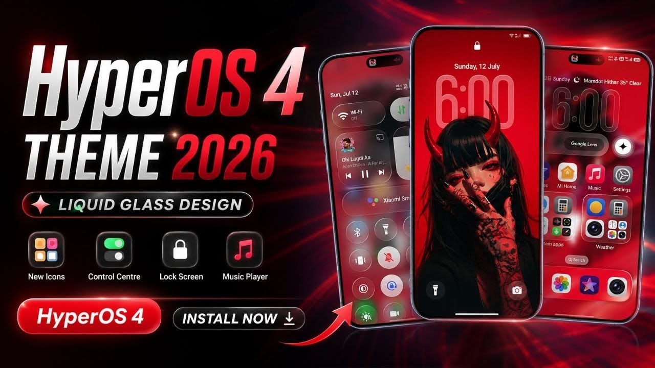 HyperOS 4 Liquid Glass Theme 2026 🔥 Best iOS 27 Style Theme For Xiaomi | Install Now!